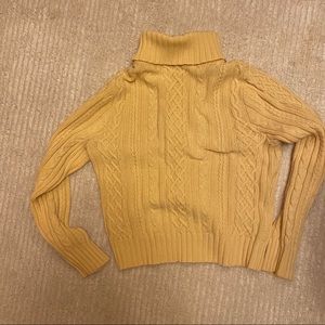 Vintage yellow cable knit sweater turtleneck XS/S